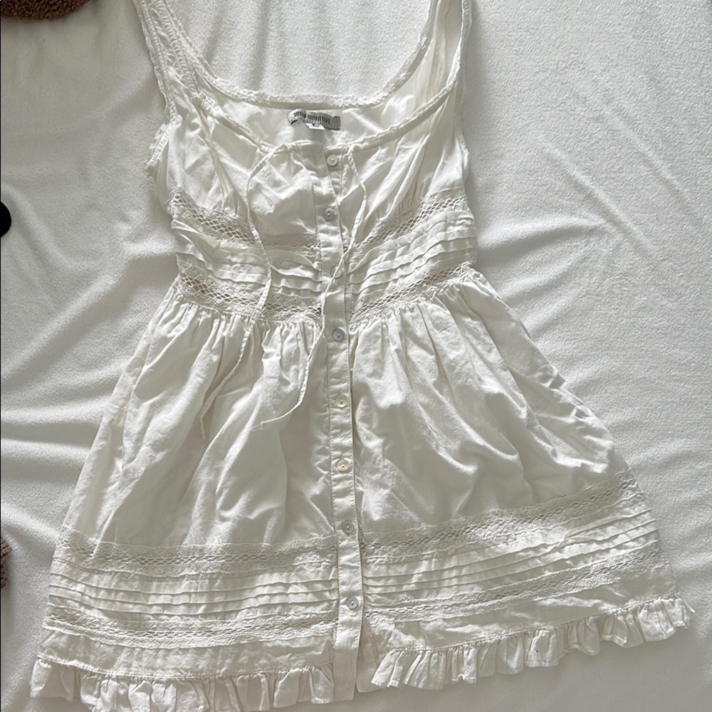 Urban Outfitters White Sleeveless Button-Down Dress